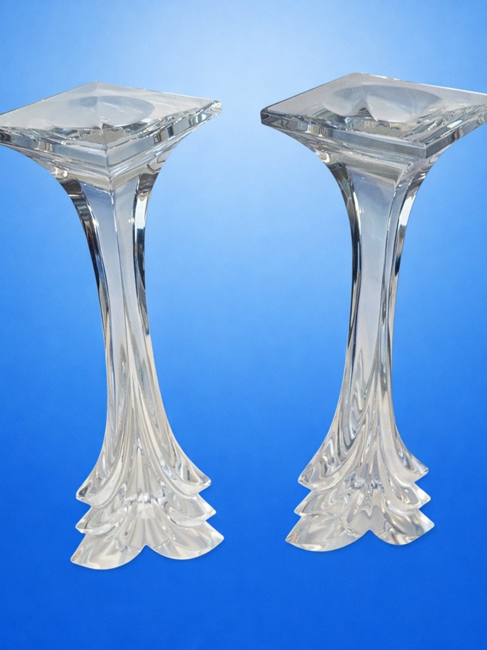 Vintage 80s Lead Crystal Mikasa Candlesticks - Picture 2 of 5